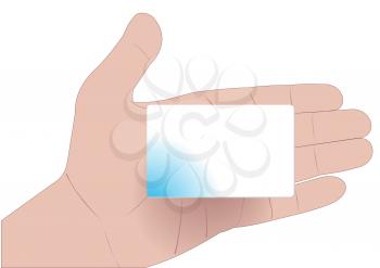 Illustration of a hand with a credit card on a white background