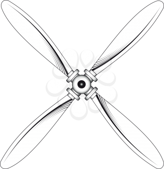 Illustration of a propeller with four blades on a white background