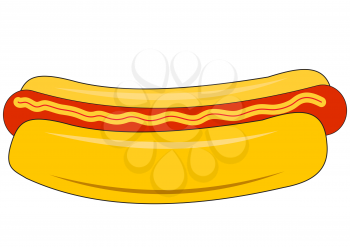 Illustration of a big hot dog on a white background
