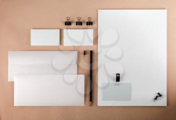 Blank stationery and corporate id template. Top view.