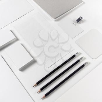 Blank stationery set on paper background. Corporate identity template. Mock up for branding identity.