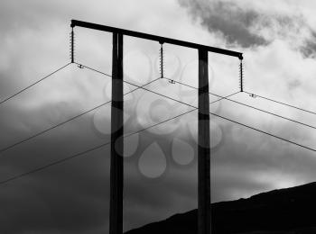 Black and white power line in Norway background hd