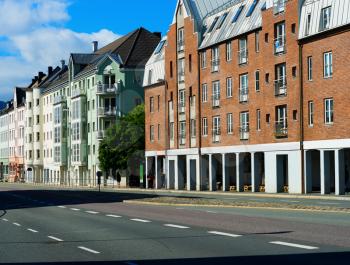 Diagonal Trondheim city street background hd