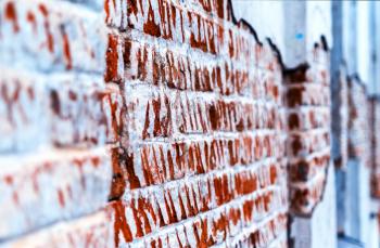 Destroyed brick wall perspective