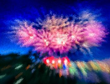Horizontal vivid pixel cubes fireworks abstraction background backdrop