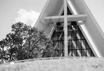 Norway black and white church design background hd