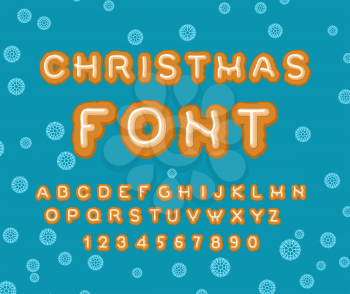 Christmas Gingerbread font. Holiday Cookies alphabet. ABC cookie. Sweet letters. Food typography