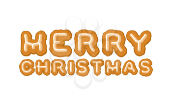 Merry Christmas gingerbread typography. Logo lettering cookies for holiday

