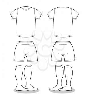 Sample for sports clothing soccer. T-shirt, shorts and socks template for design. Football shape blank curve
