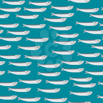 Anchovies seamless pattern. Marine background. Small fish texture. Ocean ornament
