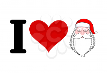 I love Santa Claus. Heart and face of Santa. I Like Christmas and New Year
