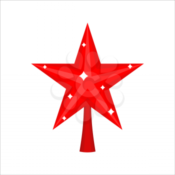 Christmas red Star for tree. decoration for fir-tree isolated. New year ornament