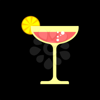 Cocktail with lemon isolated. glass of champagne
