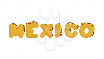 Mexico lettering. Tacos letter. traditional  Mexican fast food font. Taco text