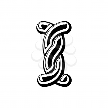 Letter I Celtic font. norse medieval ornament ABC. Traditional ancient manuscripts alphabet
