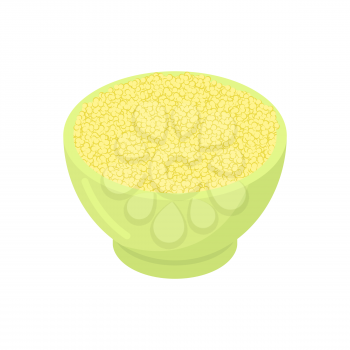 Bowl of Couscous gruel isolated. Healthy food for breakfast. Vector illustration