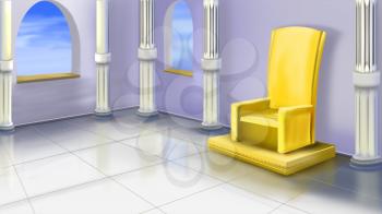 Digital painting of the Ancient Temple Interior with columns and throne