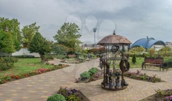 Yuzhne, Ukraine - 09.03.2018. Garden of forged sculptures in Yuzhny,  port  city in Odessa province of Ukraine on the country's Black Sea coast.