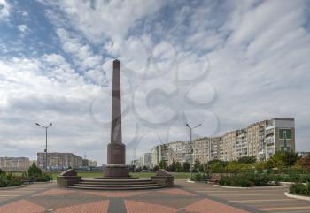 Yuzhne, Ukraine - 09.03.2018. Monument to the heroes of the Second World War in Yuzhny,  port  city in Odessa province of Ukraine on the country's Black Sea coast.