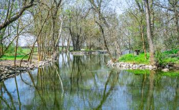 Lake in the reserve Askania-Nova in Ukraine on a sunny spring day