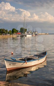 Nesebar, Bulgaria – 07.09.2019. Yacht and pleasure boat parking in Nesebar, Bulgaria, on a sunny summer day