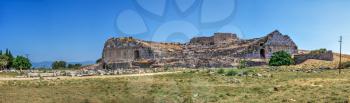 The ruins of an Ancient Theatre in the greek city of Miletus in Turkey on a sunny summer day