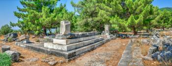 Ruins of the Ancient greek city of Priene in Turkey on a sunny summer day