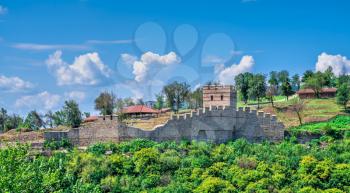Fortification walls of the Tsarevets fortress in Veliko Tarnovo, Bulgaria, on a sunny summer day