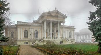 Odessa, Ukraine 11.28.2019.  Archaeological Museum on Primorsky Boulevard in Odessa, Ukraine, on a foggy autumn day