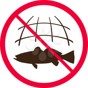 No fishing sign. Fishing nets is prohibited