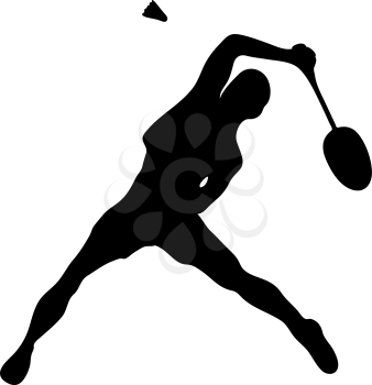 Silhouette of professional badminton player. Vector illustration