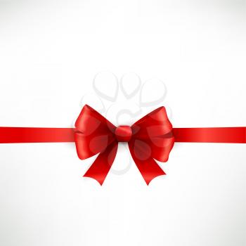 Vector elegant red ribbon and bow isolated on white