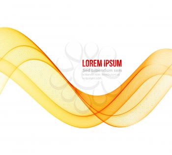 Abstract motion smooth color wave vector. Curve orange and yellow  lines 