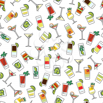 Seamless pattern with colorful drinks vector illustration