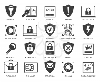 Business data security icons. Business technology protection line icons. Vector illustration