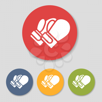 Flat boxing gloves icons set vector illustration