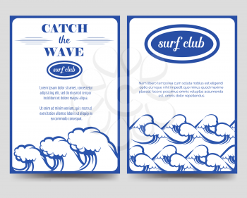 Surf brochure flyer template with waves vector A5
