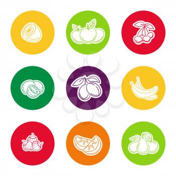 Line fruit icon set in colorful curcles vector illustration