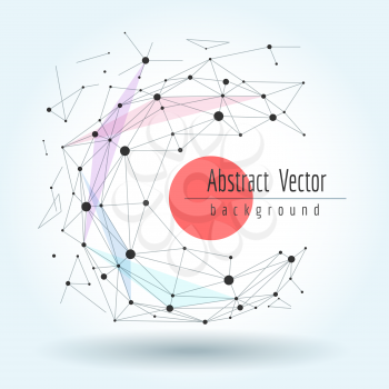 Wireframe mesh polygonal sphere with connected lines and dots. Vector graphics geometric transformation concept