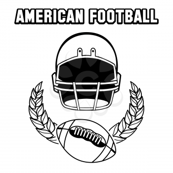 Black and white american football emblem isolated on white. Vector illustration