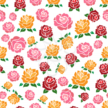 Colorul roses seamless pattern. Vector floral texture for wrapping paper, web, textile