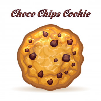Homemade choco cookie. Chocolate chip biscuit cookie icon vector illustration