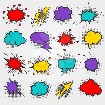 Pop art comic bubbles. Vector cartoon speech banner elements or comic text frames