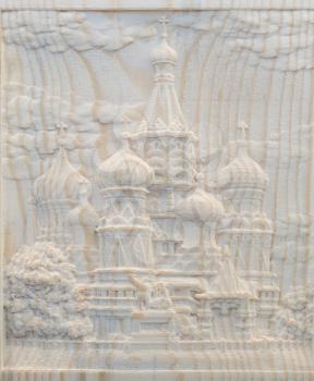 Carving on the machine with numerical control. Cut cutter machine bas-reliefs of the temple with domes.