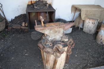 Old forge anvil. Reconstruction of life of Cossacks of Kuban.