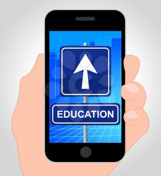 Education Smartphone Showing Studying 3d Illustration