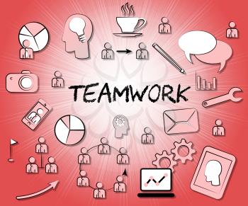 Teamwork Icons Meaning Teams Together And Organized