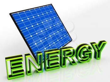 Solar Panel And Energy Word Showing Alternative Energies