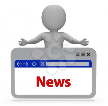 News Webpage Meaning Social Media And Online 3d Rendering