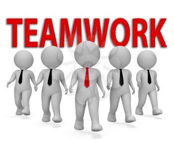 Teamwork Businessmen Representing Cooperation Organization 3d Rendering